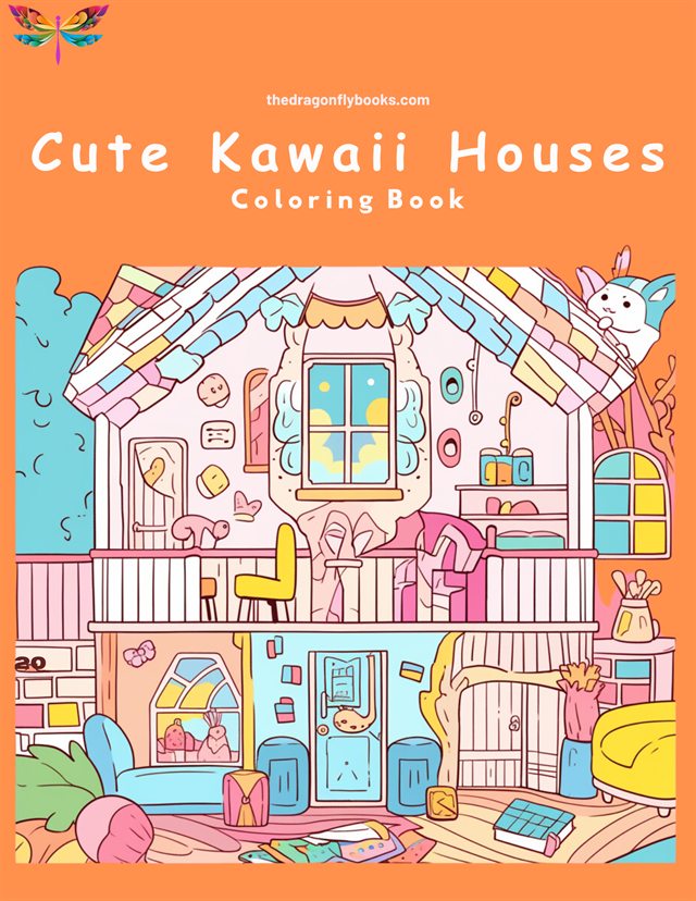 Cute Kawaii Houses Coloring Book cover